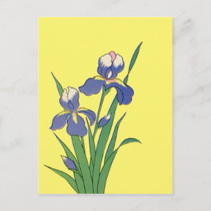 Carte Postale Vintage Floral, Purple Spring Garden Fleurs d'Iris