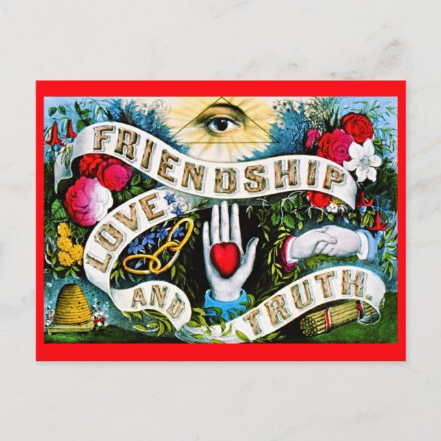 Carte Postale Vintage Floral Romantique Valentine Amour (Devant)