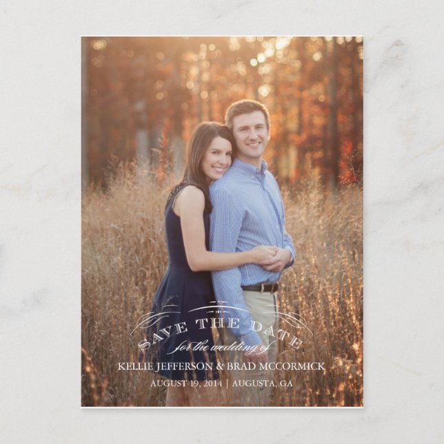 Carte postale vintage florale pour annoncer votre  (Devant)