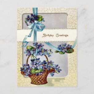 Carte postale vintage florale victorienne d'annive
