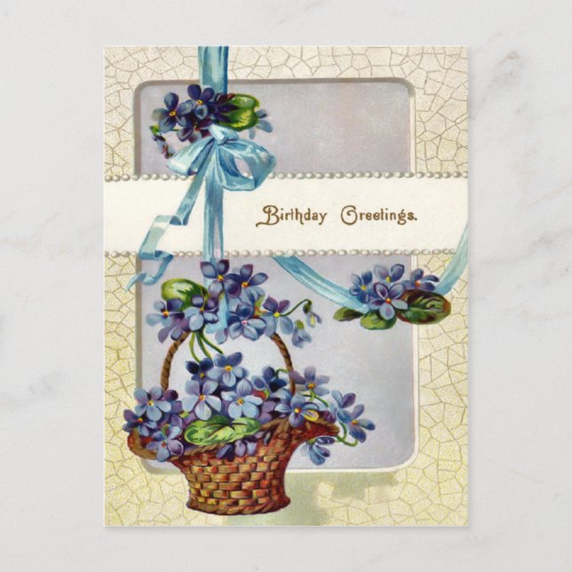 Carte postale vintage florale victorienne d'annive (Devant)