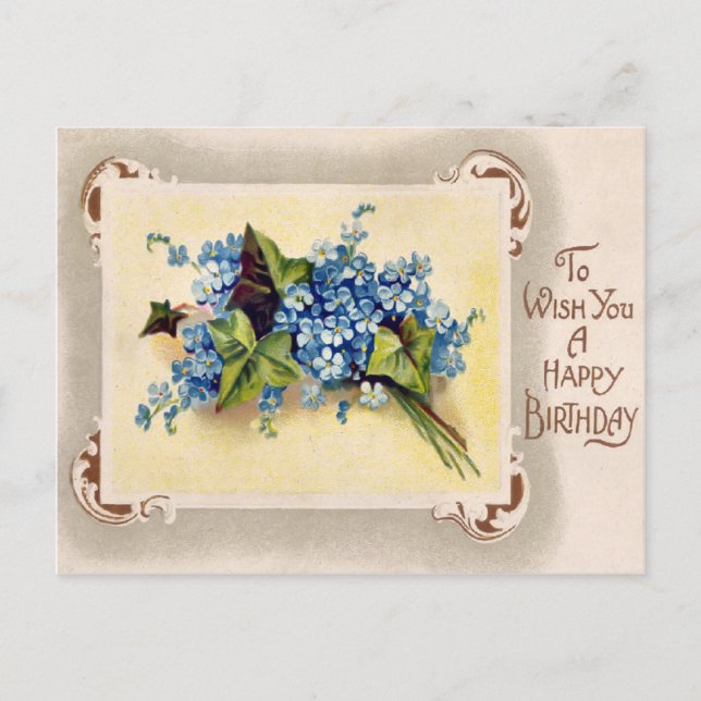 Carte postale vintage florale victorienne d'annive (Devant)