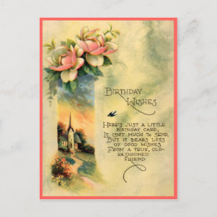 Carte postale vintage florale victorienne d'annive