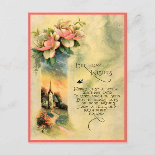 Carte postale vintage florale victorienne d'annive (Devant)