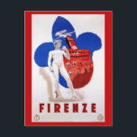 Carte Postale Vintage Florence années 1930 Voyage italien ad<br><div class="desc">Super haute résolution,  retouchée et restaurée.
 Vue sur la tour du Palazzo Vecchio (l'Ancien Palais),  devant la célèbre statue de David de Michel-Ange.
Couleurs: rouge,  (off) blanc,  bleu</div>