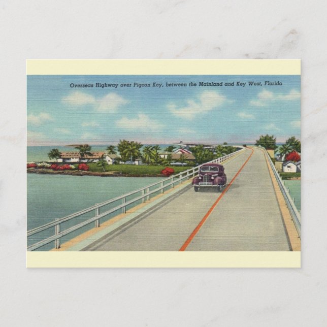Carte postale vintage Florida Keys Highway (Devant)