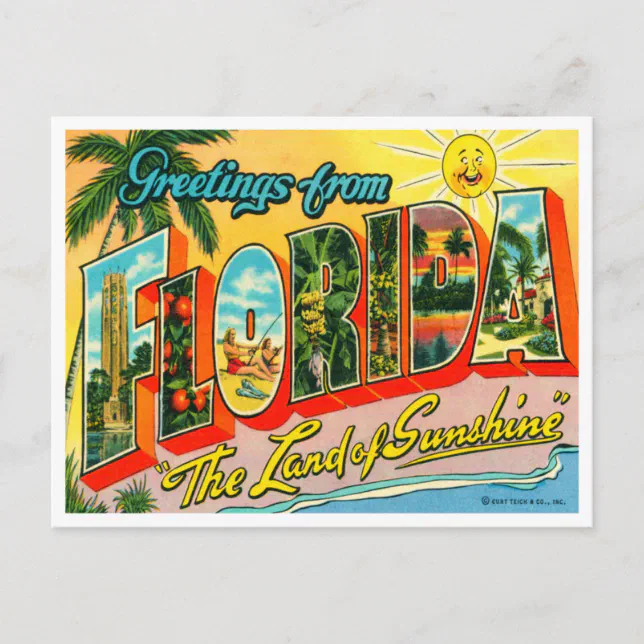 Carte Ancienne De Floride 1931 – Reproduction Art Mural Vintage (toile/papier)