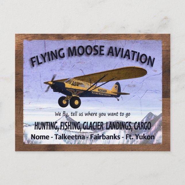 Carte Postale Vintage Flying Moose Aviation Sign (Devant)