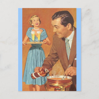 Carte postale Vintage Fondue Party Festive Open Ho