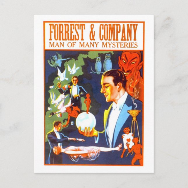 Carte Postale Vintage Forrest & Co. Magicien Publicité (Devant)