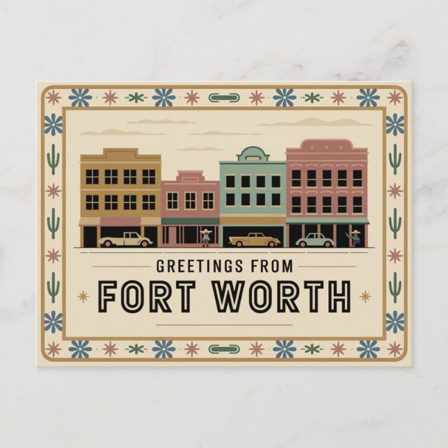 Carte postale vintage Fort Worth | Salutation (Devant)