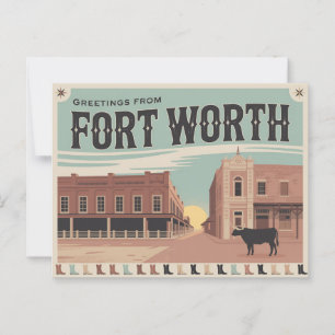 Carte postale vintage Fort Worth   Salutation