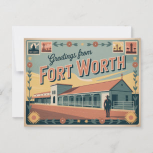 Carte postale vintage Fort Worth   Salutation
