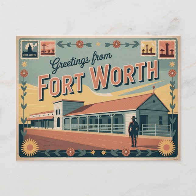 Carte postale vintage Fort Worth | Salutation (Devant)