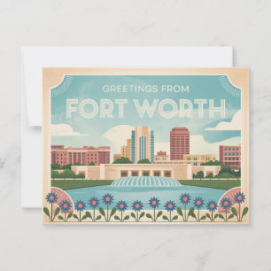 Carte postale vintage Fort Worth   Salutation