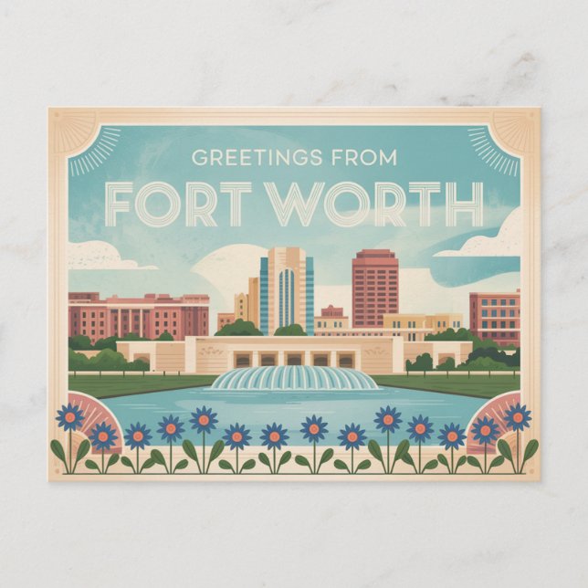 Carte postale vintage Fort Worth | Salutation (Devant)