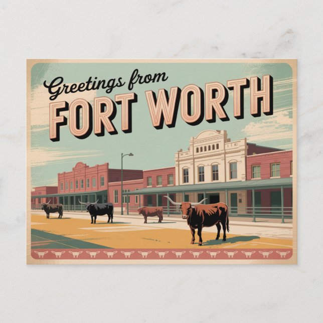 Carte postale vintage Fort Worth | Salutation (Devant)