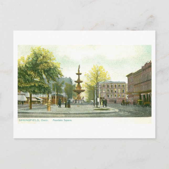 Carte Postale Vintage Fountain Square, Springfield, Ohio (Devant)