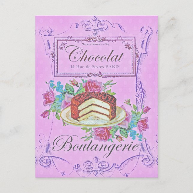 Carte Postale Vintage Français boulangerie Chocolate Cake Advert (Devant)