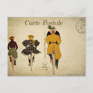 Carte Postale Vintage Français Ephemera Famille Vélo Ensemble