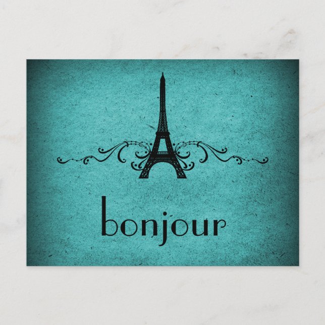 Carte postale vintage française, Turquoise (Devant)