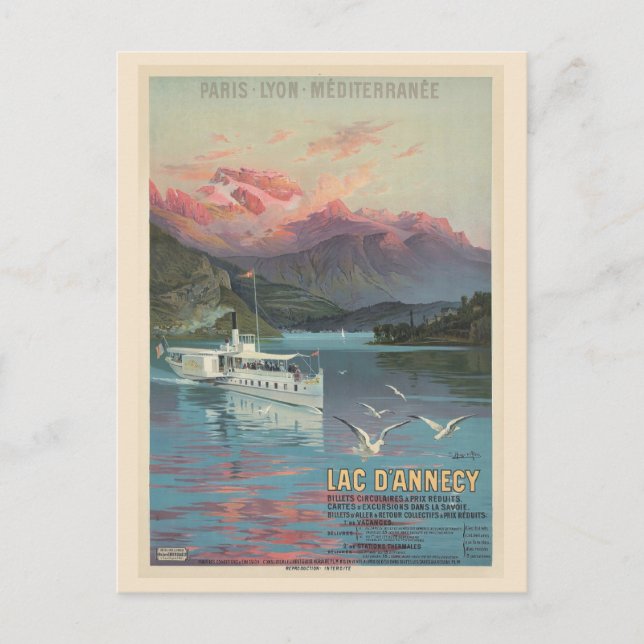 Carte Postale Vintage France Lac d'Annecy Voyage en France (Devant)