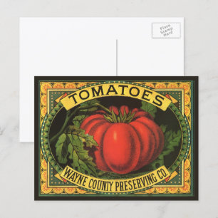 Carte Postale Vintage Fruit Crate Étiquette Art, Wayne Co Tomate