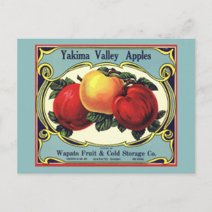 Carte Postale Vintage Fruit Crate Étiquette Art Yakima Valley Po