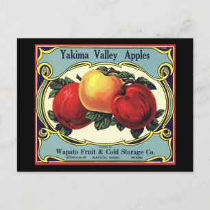 Carte Postale Vintage Fruit Crate Étiquette Art Yakima Valley Po