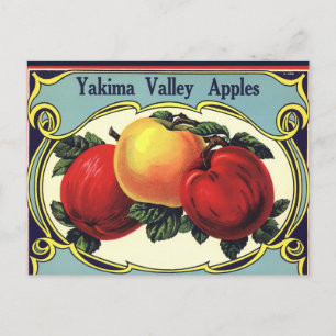 Carte Postale Vintage Fruit Crate Étiquette Art Yakima Valley Po
