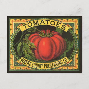 Carte Postale Vintage Fruit Crate Label Art, Wayne Co Tomatoes
