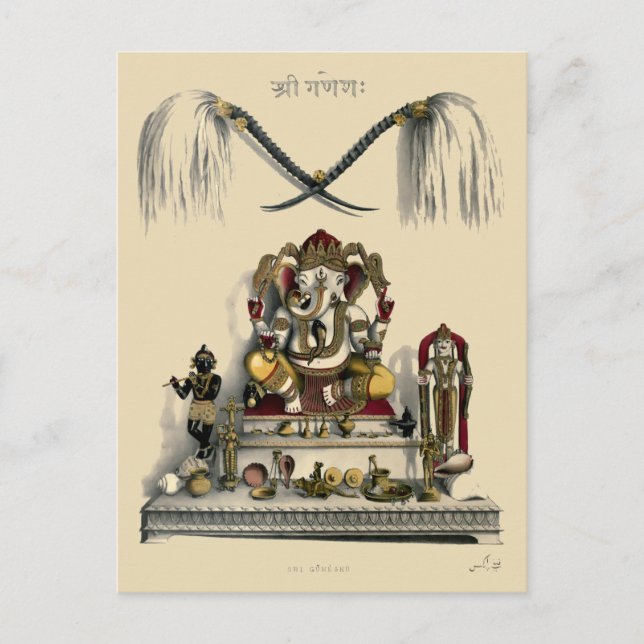 Carte Postale Vintage Ganesh Ganesha Hindu India Elephant (Devant)