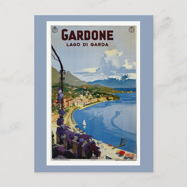 Carte Postale Vintage Gardone Lake Garda Voyage italien (Devant)