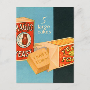 Carte Postale Vintage Gâteau de levure marque de mousse magique