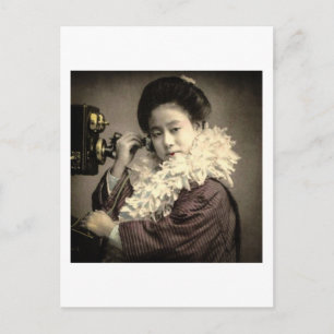 Carte Postale Vintage Geisha fait un appel de minuit dans le Vie