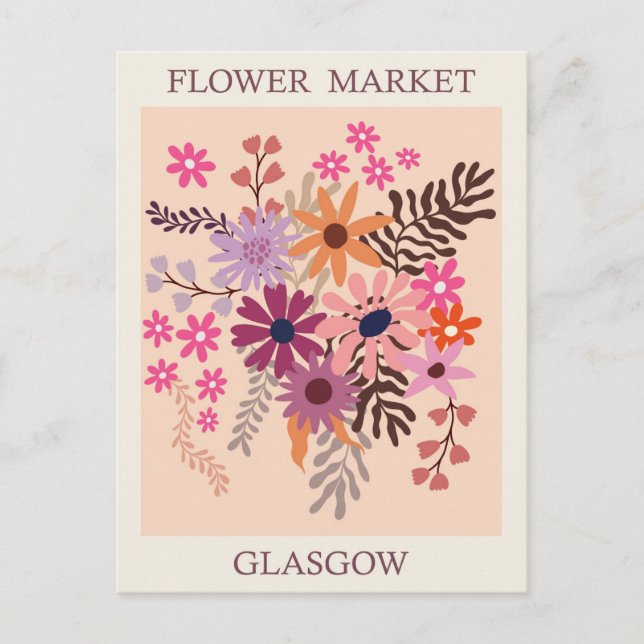 Carte Postale Vintage Glasgow Scotland Flower Market Travel (Devant)