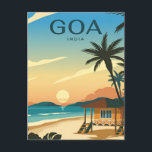 Carte Postale Vintage GOA, Inde Voyage aquarelle rétro<br><div class="desc">vintage,  rétro,  voyage,  moderne,  aquarelle,  classique,  New Delhi,  Inde,  tourisme,  GOA, </div>