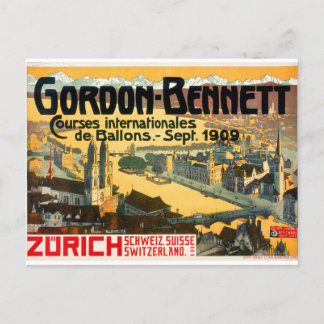 Carte Postale Vintage Gordon-Bennett Balloon Race Zurich 1909