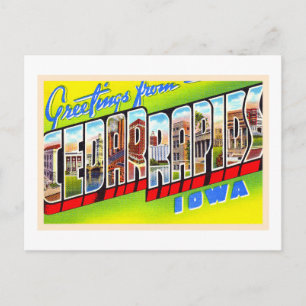 Carte postale vintage grand format Cedar Rapids Io