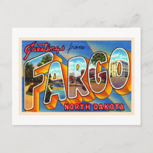 Carte postale vintage grand format de Fargo Dakota