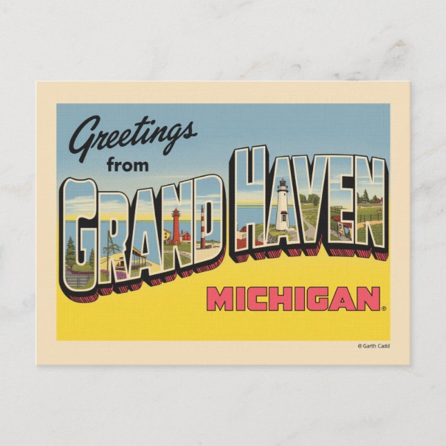Carte Postale Vintage Grand Haven Travel (Devant)