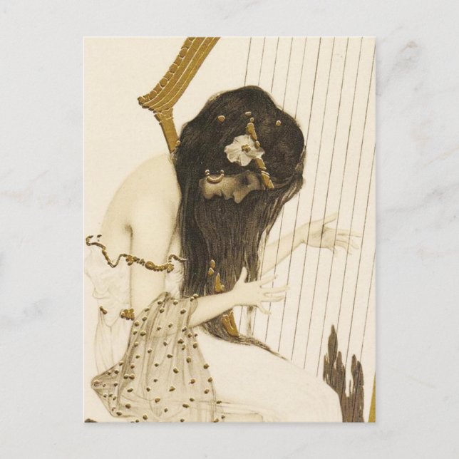 Carte postale vintage grec Harpist (Devant)