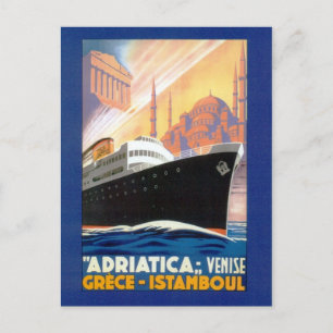 Carte Postale Vintage Grèce et Istanbul Ocean Liner Travel
