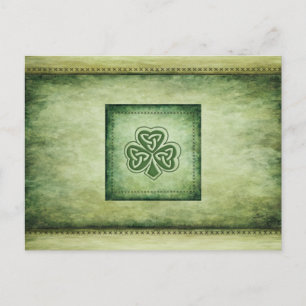 Carte Postale Vintage grundge shamrock irlandais tendance