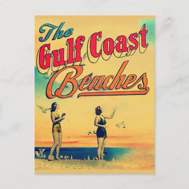 Carte postale vintage Gulf Coast Florida Beach (Devant)