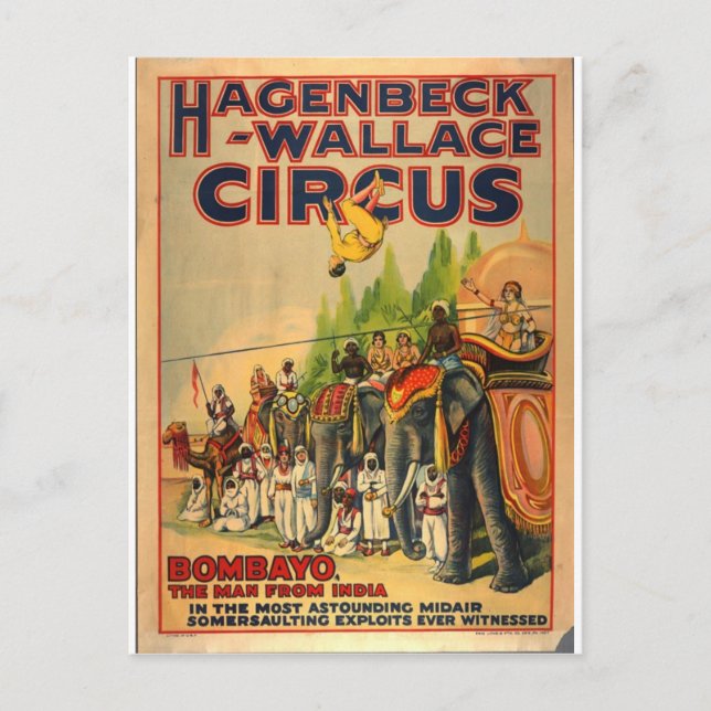 Carte postale Vintage Hagenbeck Circus Bombayo (Devant)