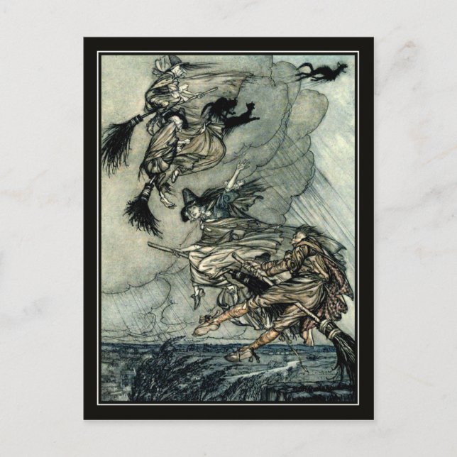 Carte Postale Vintage Halloween Arthur Rackham Témoins volants (Devant)