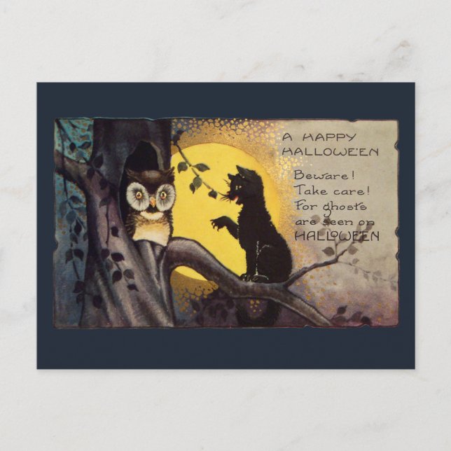 Carte postale vintage Halloween Avertissement de c (Devant)