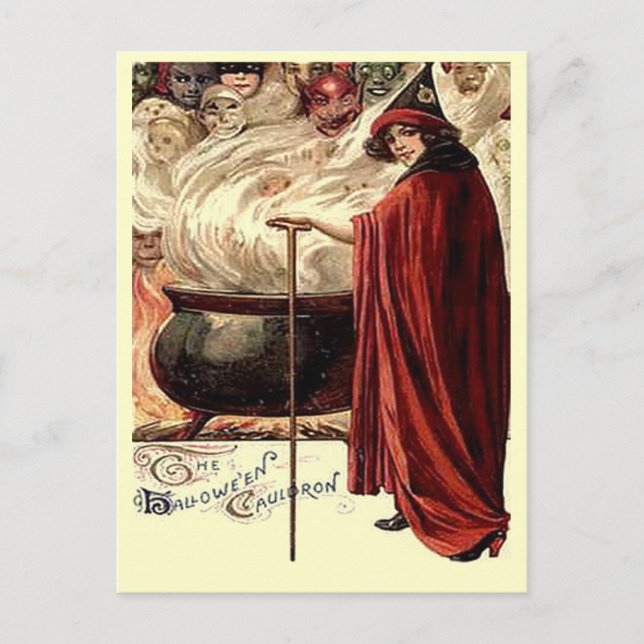 Carte Postale Vintage Halloween Cauldron Magie (Devant)