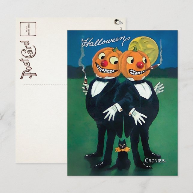 Carte postale vintage Halloween Cronies (Devant / Derrière)